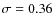 $\sigma=0.36$