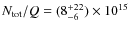 $N_{\rm {tot}}/Q = (8^{+22}_{-6})\times10^{15}$