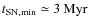 $t_{{\rm SN},{\rm min}}\simeq3\:{\rm Myr}$