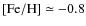 $\rm [Fe/H]\simeq -0.8$
