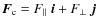 $\vec{F}_{\rm c} = F_{\parallel}~\vec{i}+F_{\perp}~\vec{j}$