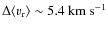 $\Delta\langle v_{\rm r}\rangle\sim 5.4~\rm
km~ s^{-1}$