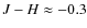 $J-H\approx-0.3$