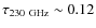 $\tau_{\rm 230~GHz}\sim 0.12$