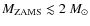 $M_{\rm ZAMS}\lesssim 2~M_{\odot}$