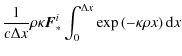 $\displaystyle \frac{1}{c \Delta x} \rho \kappa \vec{F}_*^i \int_0^{\Delta x} \exp\left(-\kappa \rho x \right) {\rm d}x$