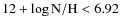 $12 + \log {\rm N/H} < 6.92$