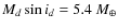 $M_d \sin i_d = 5.4~M_\oplus$