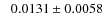 $\phantom{-}0.0131 \pm 0.0058 $