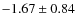 $ -1.67 \pm 0.84 $