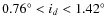 $ 0.76^\circ < i_d < 1.42^\circ $