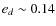$e_d \sim 0.14$
