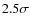 $2.5 \sigma$