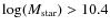 $\log(M_{\rm star})>10.4$