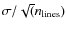 $\sigma / \sqrt(n_{\rm lines})$