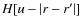 $H[u-\left \vert r-r'\right \vert]$