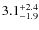 $3.1^{\rm +2.4}_{-1.9}$