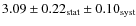 $3.09\pm0.22_{\rm stat}\pm0.10_{\rm syst}$