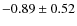 $-0.89\pm 0.52$
