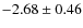$-2.68\pm0.46$