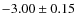 $-3.00\pm0.15$