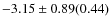 $-3.15\pm0.89(0.44)$