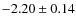 $-2.20\pm0.14$