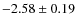 $-2.58\pm0.19$