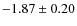 $-1.87\pm0.20$