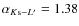 $\alpha_{K{\rm s}-L'}=1.38$