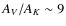 $A_{V}/A_{K}\sim9$
