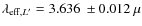 $\lambda_{{\rm eff},
L'}=3.636~\pm0.012~\mu$