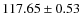 $ 117.65 \pm 0.53 $