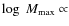 $\log~M_{\max} \propto$