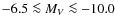 $-6.5 \la M_V\la -10.0$