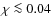 $\chi\la 0.04$