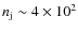 $n_{\rm j}\sim 4\times 10^2$