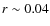 ${r}\sim0.04$