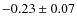 $-0.23\pm0.07$