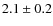 $ 2.1\pm0.2$