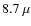 $8.7~\mu$