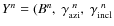 $Y^n=(B^n,~\gamma_{\rm azi}^{\ n},~\gamma_{\rm incl}^{\ n}$