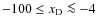 $-100\leq {{x_{\rm D}}}\la -4$