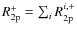 $R^{+}_{\rm 2p}=\sum_i R^{i,+}_{\rm 2p}$