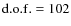 $\rm d.o.f. = 102$