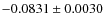$-0.0831\pm0.0030$