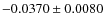 $-0.0370\pm0.0080$