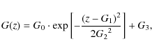\begin{displaymath}G(z)=G_{\rm0} \cdot \exp\left[-\frac{(z-G_1)^2} {2{G_{\rm 2}}^2}\right]+G_{\rm 3},
\end{displaymath}