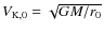 $V_{\rm K,0}=\sqrt{GM/r_0}$