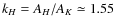 $k_H = A_H /
A_K \simeq 1.55$